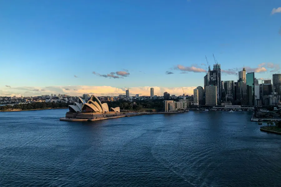 Sydney Harbour, the Opera House and the city.