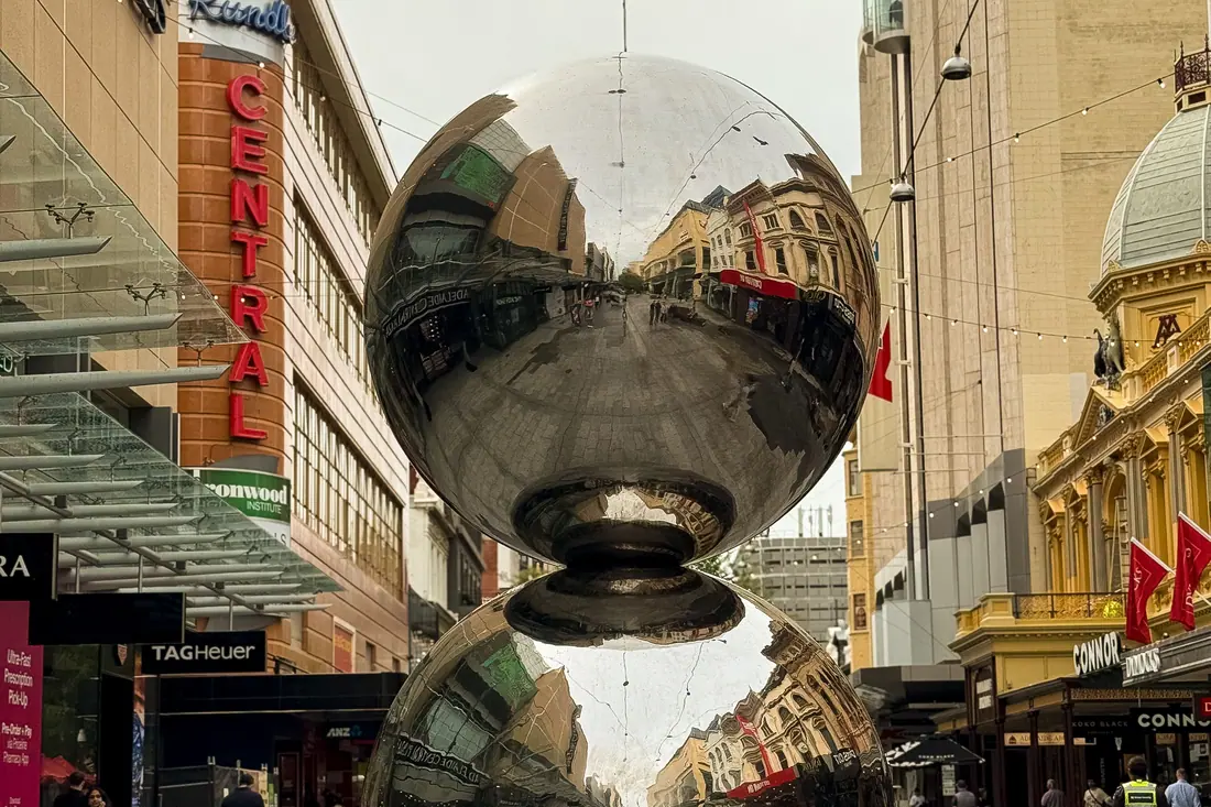The Mall's Balls sculpture in Rundle Mall, Adelaide.