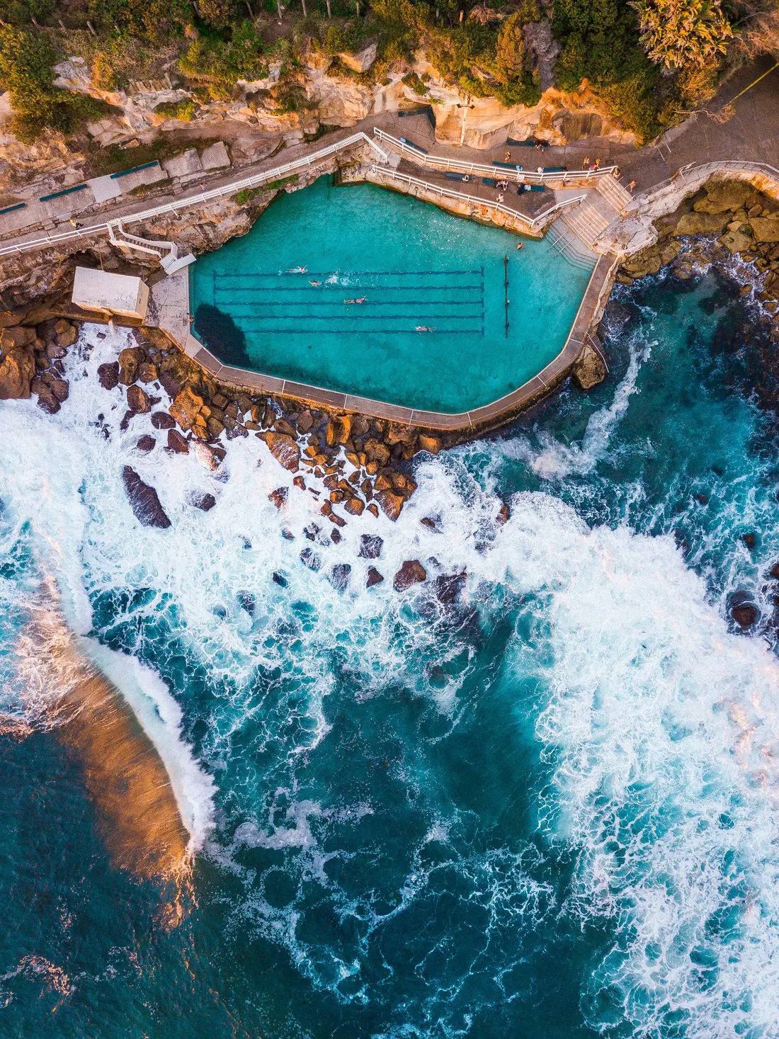 An ocean rock pool cut into the cliffs on the New South Wales coast.
