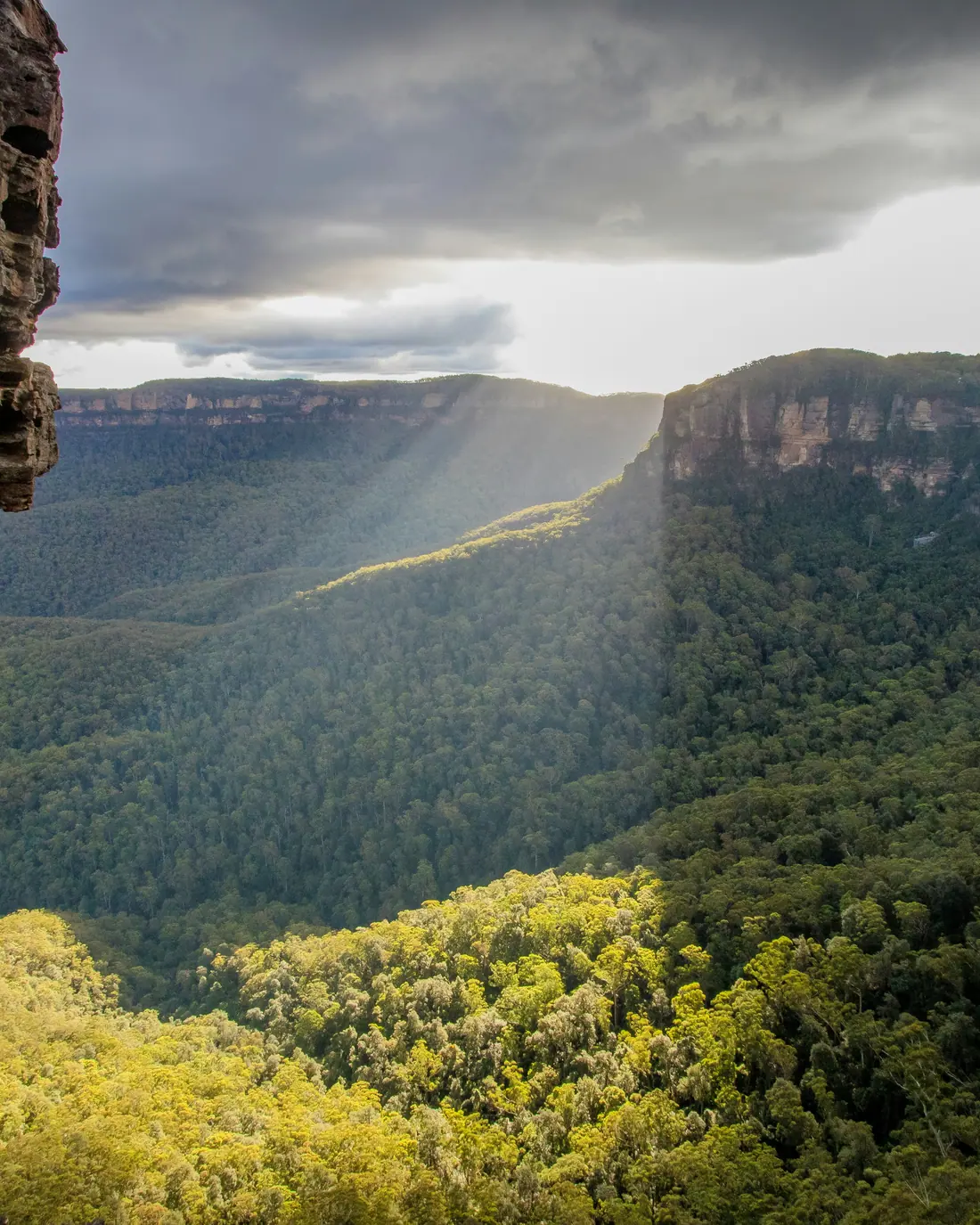 Light breaking over the Blue Mountains.