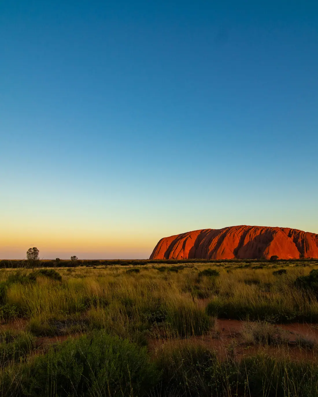Uluru at dusk in Central Australia.